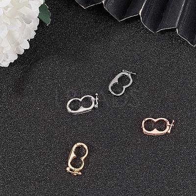 4Pcs 4 Styles Brass Micro Pave Clear Cubic Zirconia Twister Clasps ZIRC-DR0001-03-1