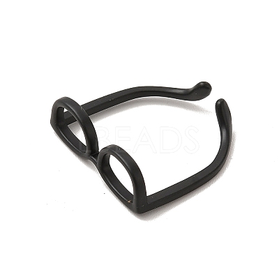 Brass Glasses Frame Open Cuff Ring for Women X-RJEW-F140-140EB-1