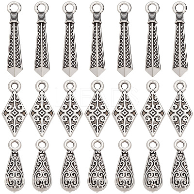 120Pcs 3 Styles Tibetan Style Alloy Pendants FIND-SC0025-52-1