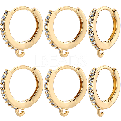 12Pcs Brass Micro Pave Clear Cubic Zirconia Huggie Hoop Earring Findings EJEW-BBC0001-25G-1