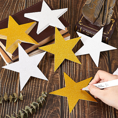 60Pcs 2 Colors Paper Glitter Star Wall Decoration AJEW-SP0001-18-1