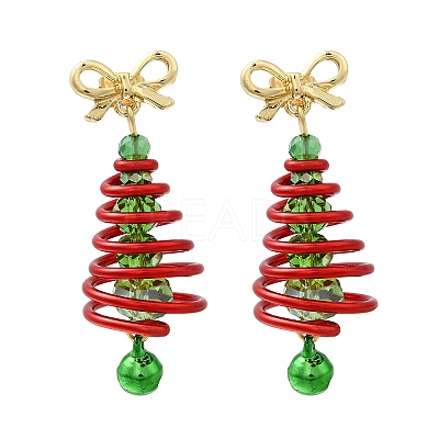 Aluminum Glass Dangle Stud Earrings EJEW-JE06582-1