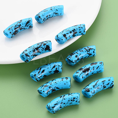 Opaque Spray Painted Acrylic Beads MACR-S372-001F-B07-1