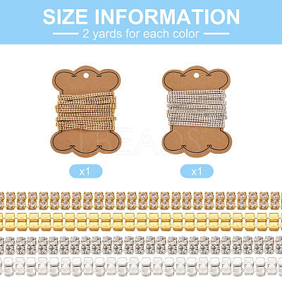 4 Yards 2 Colors Brass Rhinestone Strass Chains CHC-CD0001-04-1
