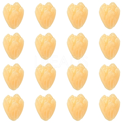 20Pcs Opaque Resin Flower Rose Beads RESI-YW0004-99F-1