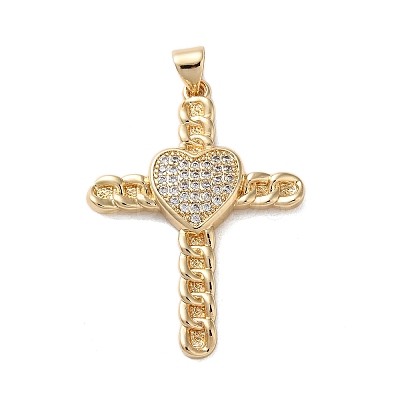 Brass Micro Pave Clear Cubic Zirconia Pendants KK-A212-06I-G-1