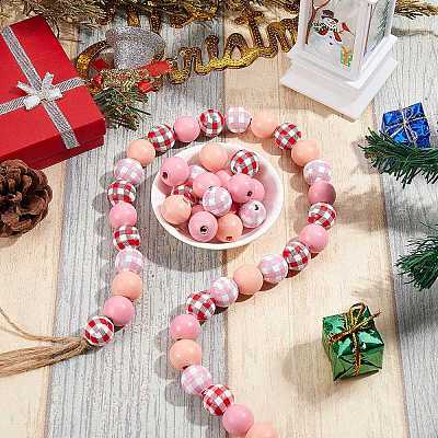 Painted Natural Wood Beads WOOD-SZ0001-10-1