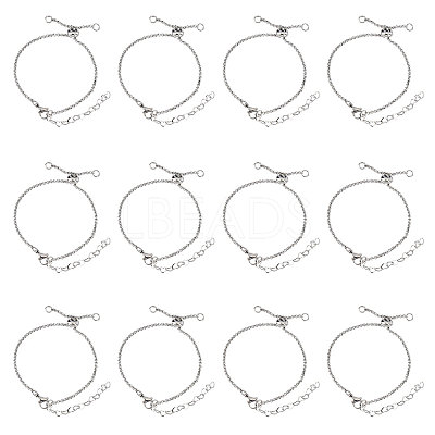 12Pcs 304 Stainless Steel Rolo Chain Slider Bracelet/Bolo Bracelets Making MAK-UN0001-19-1
