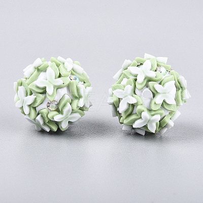 Handmade Polymer Clay Rhinestone and Resin Beads CLAY-T022-01B-1