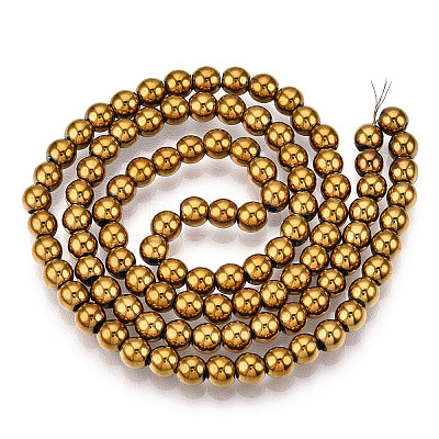 Non-magnetic Synthetic Hematite Beads Strands G-S096-4mm-2-1