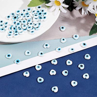 2 Strands Handmade Evil Eye Lampwork Beads Strands LAMP-FH0001-08A-1