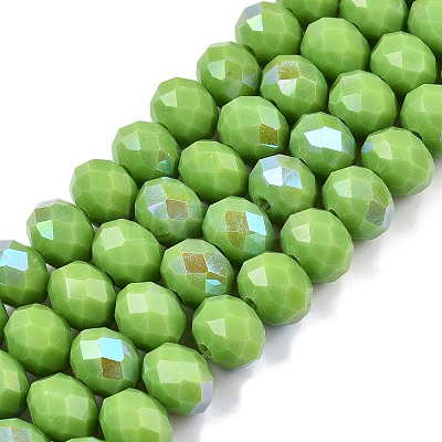 Electroplate Opaque Solid Color Glass Beads Strands EGLA-A044-P8mm-L30-1