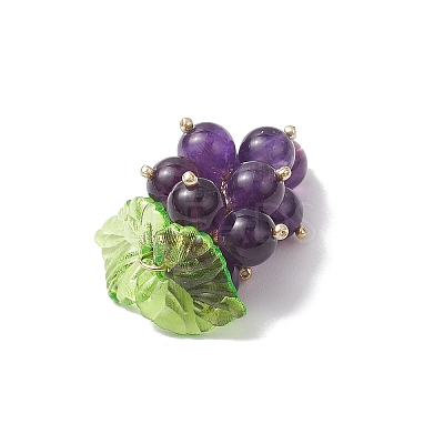 Natural Amethyst Handmade Round Beaded Fruit Pendants PALLOY-MZ00791-02-1
