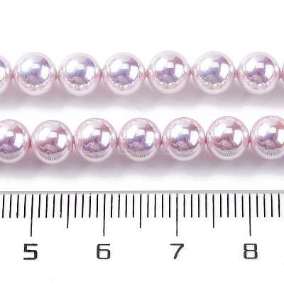 UV Plating Pearlized Glass Pearl Beads Strands GLAA-F128-01A-T11-1