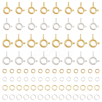 20Pcs 2 Styles Brass Spring Ring Clasps KK-YW0004-54-1