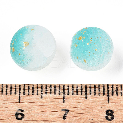 Frosted Baking Paint Crackle Glass Beads with Glitter Powder LS-DGLA-T004-01G-1