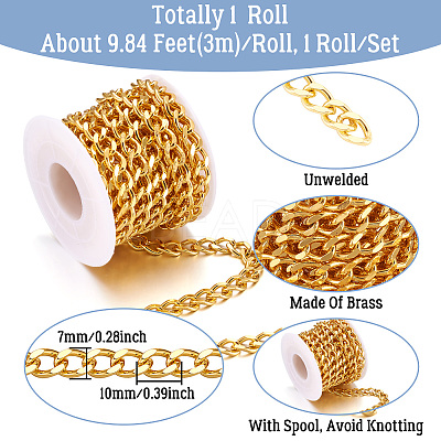 9.84 Feet Brass Faceted Curb Chains CHC-TA0001-31-1