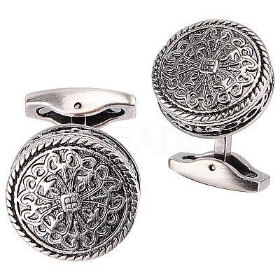 1 Pair Tibetan Style Brass Cufflinks for Men FIND-BBC0002-18-1