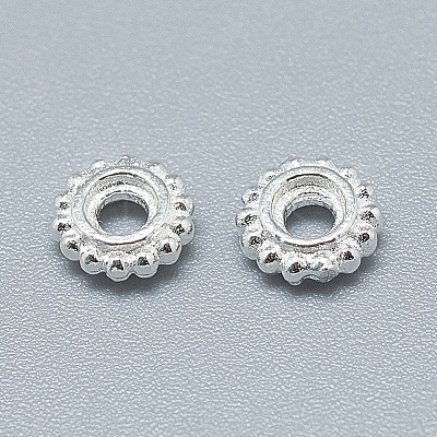 925 Sterling Silver Granulated Spacer Beads STER-T002-73S-1