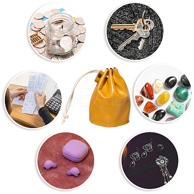 Leather Coin Storage Drawstring Bucket Bags AJEW-WH20064-95A-1
