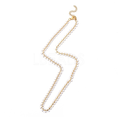Enamel Ear of Wheat Link Chain Necklace NJEW-P220-02G-05-1
