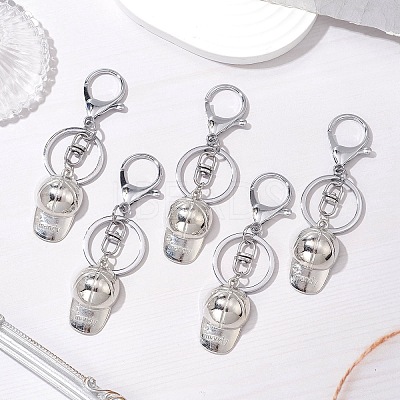 5Pcs Baseball Cap CCB Plastic Keychains KEYC-JKC01059-1