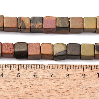 Natural Picasso Stone/Polychrome Jasper Beads Strands G-B155-C10-8x8mm-1