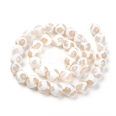 Tibetan Style Turtle Back Pattern dZi Beads Strands G-G036-10mm-6-1