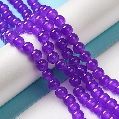 Baking Paint Imitation Jade Glass Round Bead Strands X1-DGLA-Q021-8mm-27-1