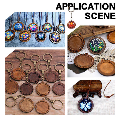 20Pcs Wooden Pendant Cabochon Settings WOOD-AR0001-55-1