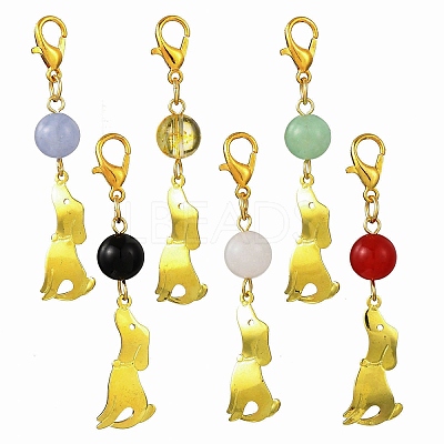 6Pcs Brass Puppy Pendant Decorations HJEW-JM04364-1
