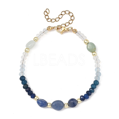 Dyed Natural Malaysia Jade & Dyed & Heated Blue Aventurine & Amazonite Nuggets & Rondelle Beaded Bracelets for Women BJEW-JB14090-01-1