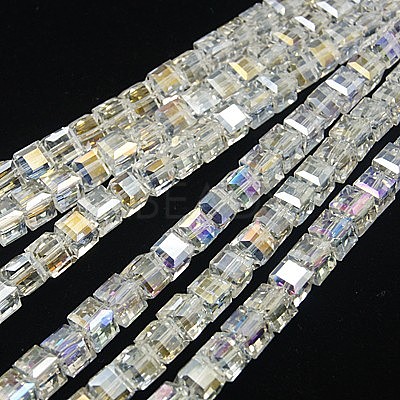 Electroplate Glass Beads Strands EGLA-D018-6x6mm-M3-1