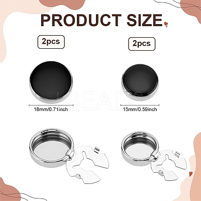4Pcs 2 Styles Brass Black Enamel Cufflinks BUTT-ME0001-07P-1