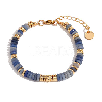 Retro Natural Lapis Lazuli & Stainless Steel Beaded Bracelets for Women NO5359-4-1