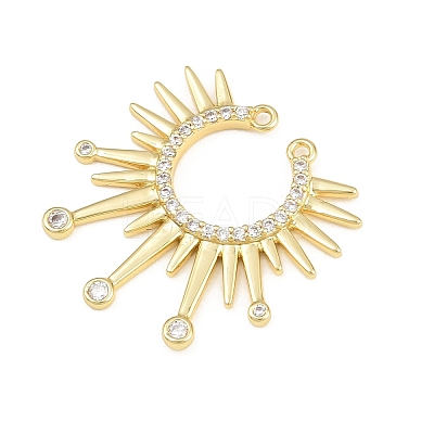 Brass Micro Pave Clear Cubic Zirconia Connector Charms CU-CBAD306-23G-1