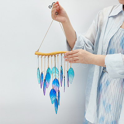 Glass Tassel Wind Chimes AJEW-WH0348-904A-1