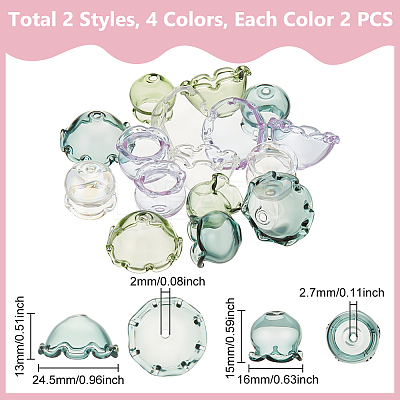 16Pcs 8 Styles Glass Bead Cone for Wind Chimes Making FIND-UN0015-65-1