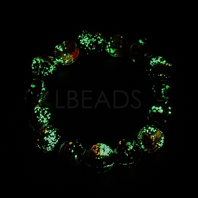 14MM Luminous Handmade Foil Glass Round Beaded Stretch Bracelets LA-CBA41F9-01A-1