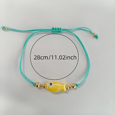Braided Porcelain Fish Charm Adjustable Bracelets JI6734-3-1