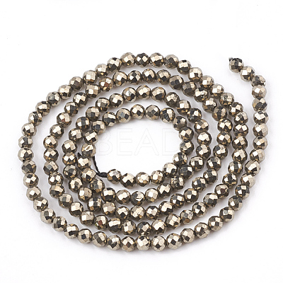 Natural Pyrite Beads Strands X-G-T107-10-1