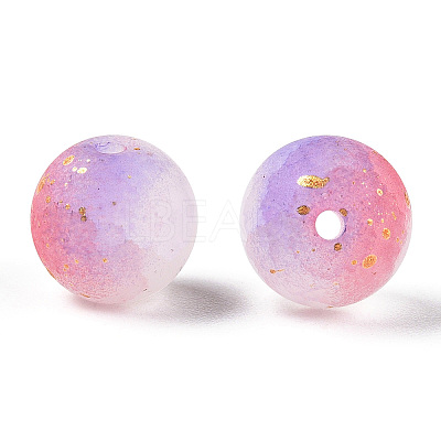 Frosted Baking Paint Crackle Glass Beads with Glitter Powder X1-DGLA-T004-01D-1