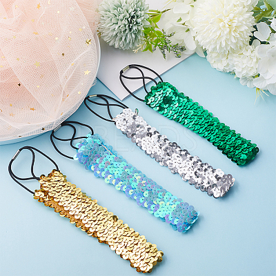 10Pcs 10 Color Wide Stretch Sparkling Polyester Headband OHAR-GF0001-26-1