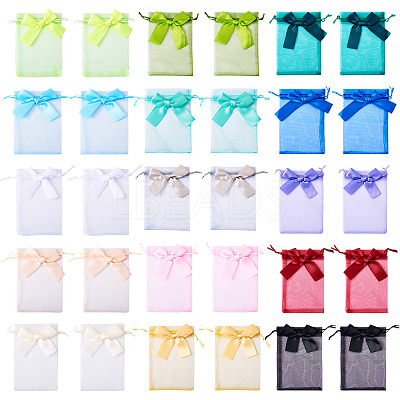 30Pcs 15 Colors Rectangle Organza Drawstring Bags ABAG-TA0001-89-1