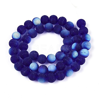 Frosted Transparent Glass Beads Strands GLAA-T032-T8mm-MBB15-1