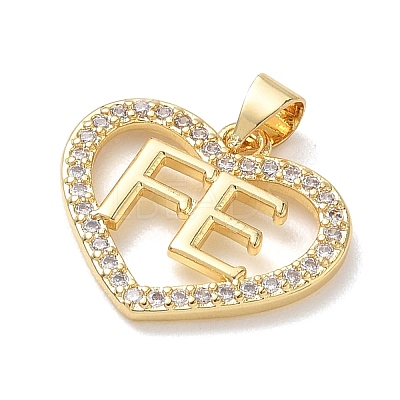 Brass Micro Pave Clear Cubic Zirconia Pendants KK-L268-019G-03-1