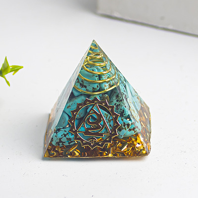 Chakra Theme Orgonite Pyramid Resin Energy Generators WG78315-03-1