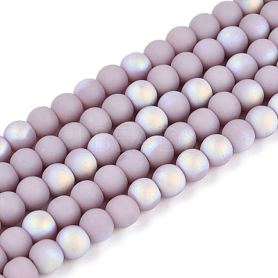 Frosted Opaque Glass Beads Strands GLAA-T032-P4mm-MBB07-1