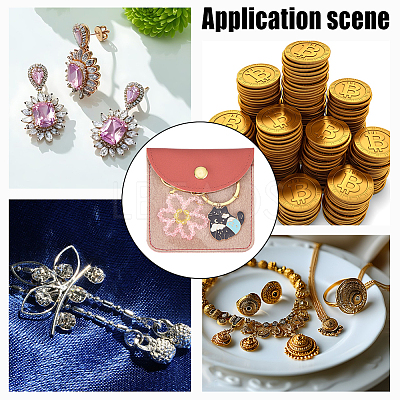 8Pcs 4 Colors PU Leather Jewelry Envelope Pouches Gift Bags with Snap Button and Clear Window ABAG-GA0001-32B-1