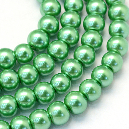 Baking Paint Pearlized Glass Pearl Round Bead Strands X-HY-Q003-6mm-69-1